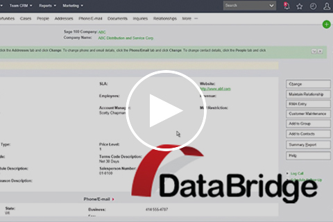 DataBridge Connects Sage 100 to Sage CRM